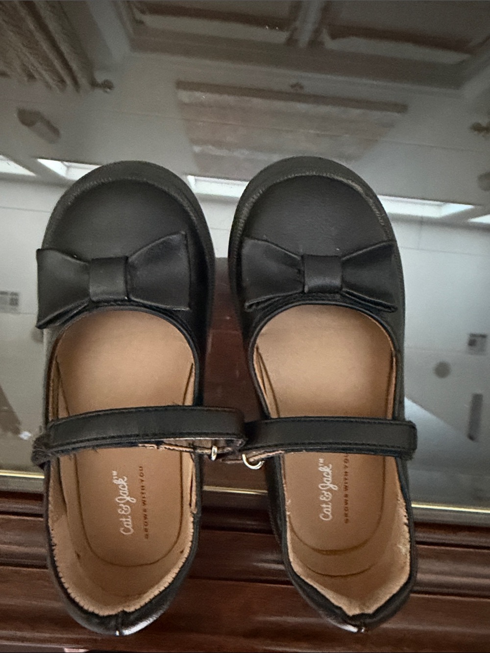 Cat & Jack Black Girls' Bow Mary Jane Flats